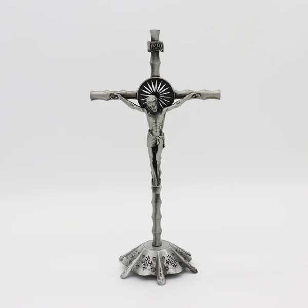 Catholic Crucifix Retro Metal Craft Angel Figurine Engraved Ornaments for Home Office Decoration Retail Spot Supply Whol