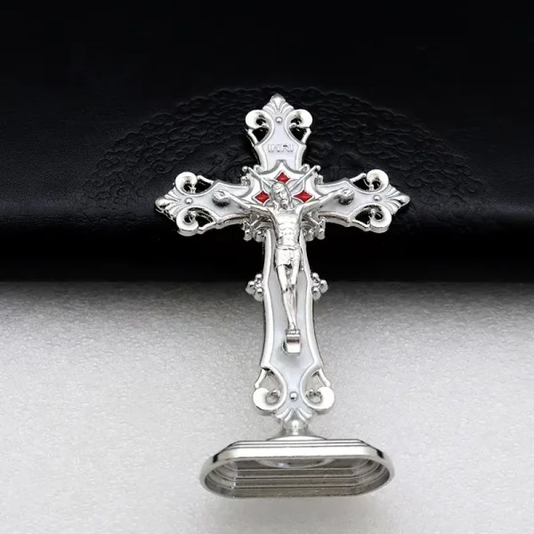 Mecrt Catholic Ornament Crucifix Enamel Cross Decorations Religious Prayer Jesus Figurine Metal Statues Cheap Gift