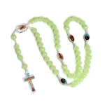Catholic Christian Rosary Rose Noctilucent Bead Cross Necklace 10mm Glowing Prayer Church Jesus Pendant Jewelry Easter Gifts - Image 6
