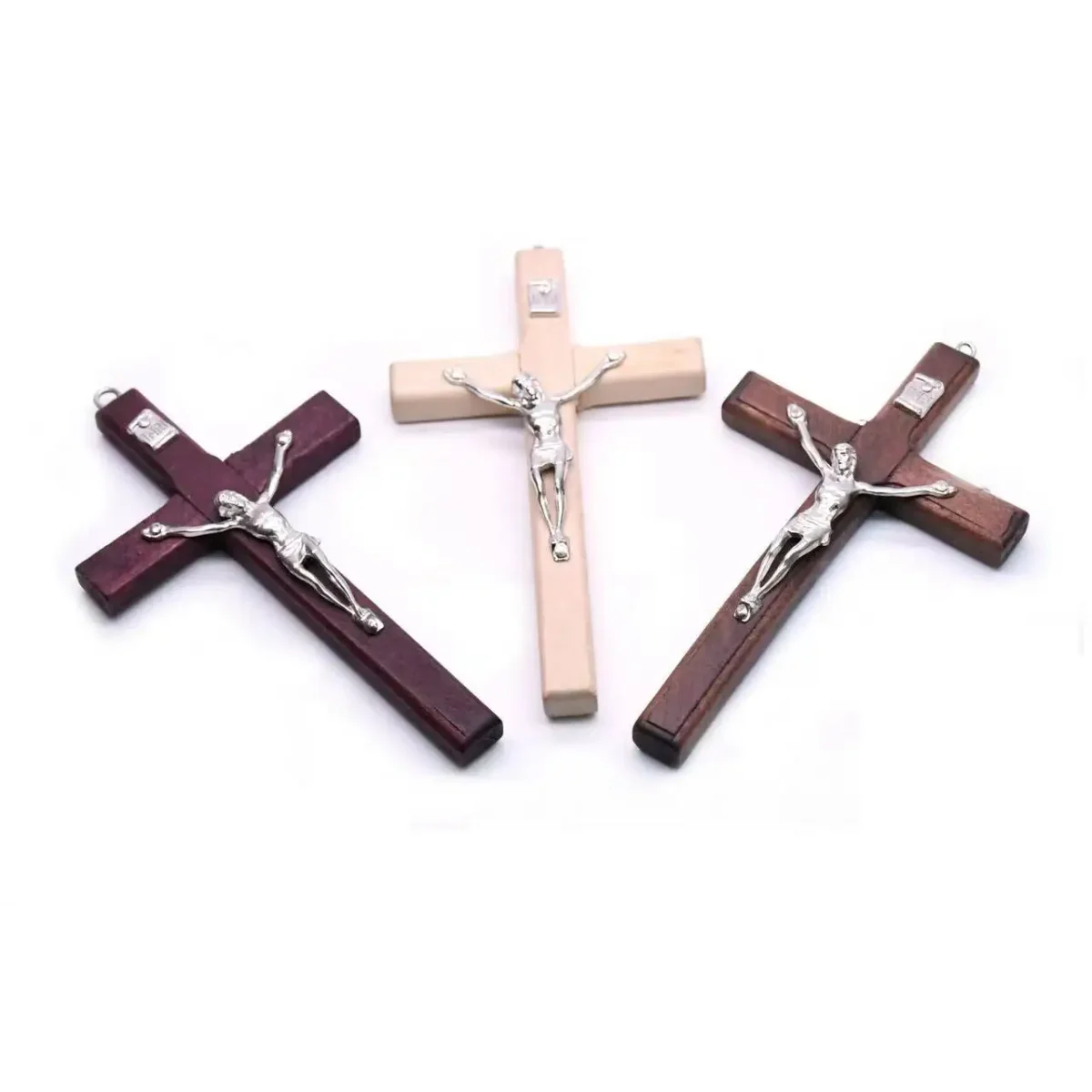 7*12cm Wholesale Wine Red Handmade Wood Cross Religious Jesus Blessing Pendant Charms Crucifix - Image 2