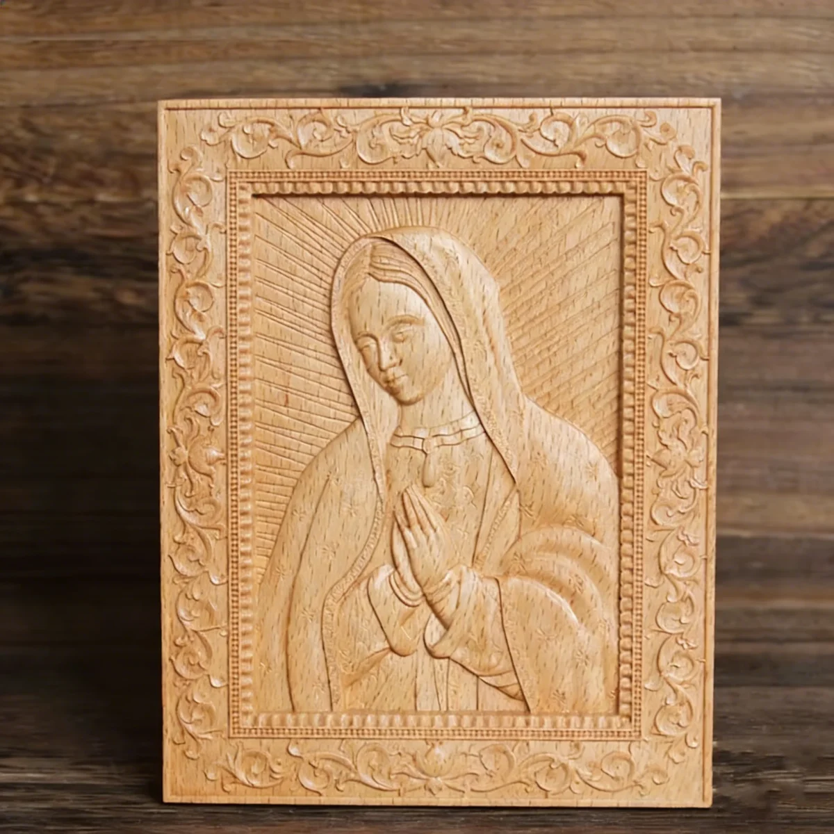 Relief Crafts Catholic YS Holy Image Family Craft Pendants Beech Wood Rectangle Relief Christmas Gift - Image 6