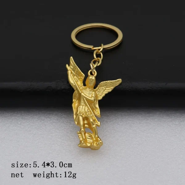 Vintage Metal Craft Keychain Ornament Pendant Michael Angel Figurine with Engraved Carving Home Decoration Source