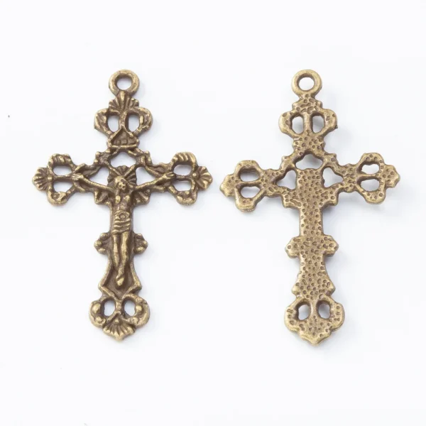 Mecrt Antique Bronze Plated Jewelry Making Charms Findings Jesus Cross Bulk Wholesale