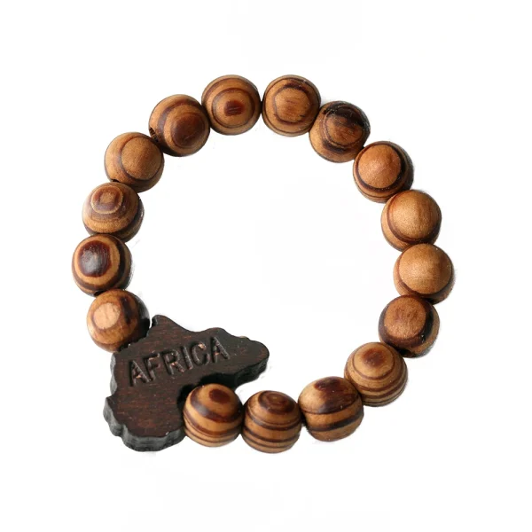 Natural Wooden Beads Elastic Thread Hand-strung Beads Africa Map Wooden Beads Bracelet Wholesale