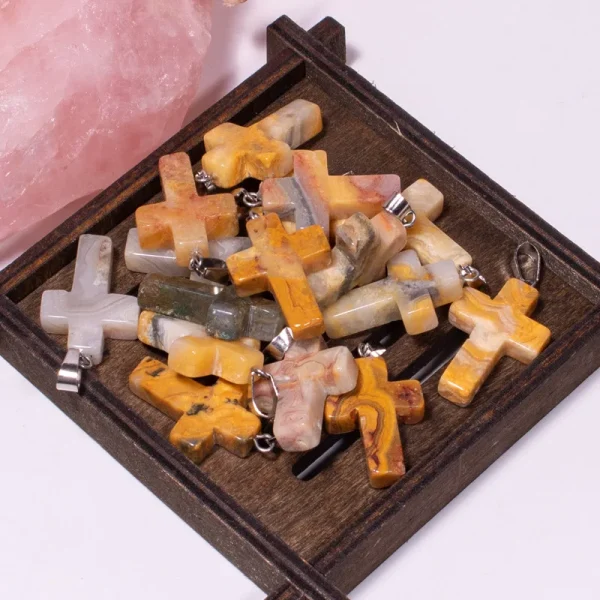 Catholic Exclusive Red Agate Pink Quartz Obsidian Crystal Pendant Necklace Natural Stone Craft Factory Wholesale Jewelry