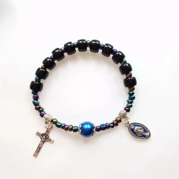 Custom Stone Beads Miyuki Beads Cross Bracelet Religious Jewelry Accessories