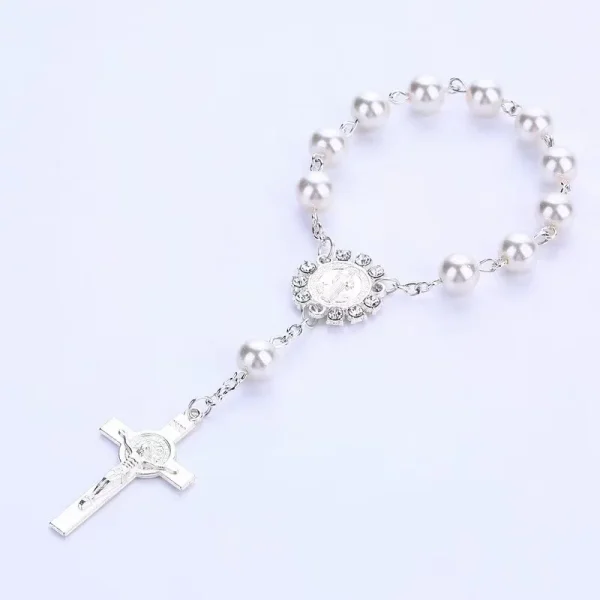 Religion Wedding Pray First Communion Baptism Zinc Alloy Silver Cross Pendant Rosary Charm Bracelet Catholic Unisex