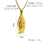 Mecrt Stainless Steel Virgin Mary Cross Pendant Madonna Necklace Miracle Medal Our Lady Strand Unisex Gift - Image 6