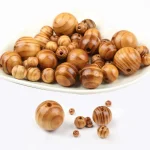 Natural Wood Beads Jewelry Accessories Pine Round Wooden Loose Beads DIY Handmade Chain Necklace Accessories - Image 2