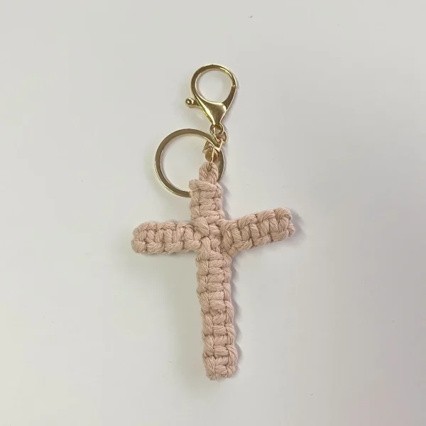 W Cross Pendant Holiday Decoration Hanging Ornament Cotton Rope Woven Handmade Accessory Car Keychain Backpack