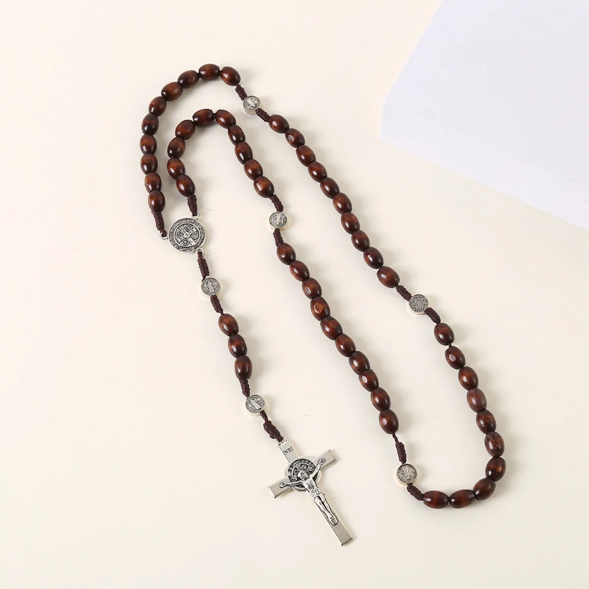 Catholic Custom Rosary Beads 8*10mm Wooden Beads Cross Jesus Saint Necklace Jewelry Christianity Rosaries Gift Making Supplies - Image 6