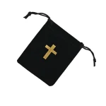 Storage for Prayer Beads Black Flannelette Bag Jewelry Gift Storage Rosary Bag Cross Jewelry Drawstring Pocket Rosary Pouch - Image 6