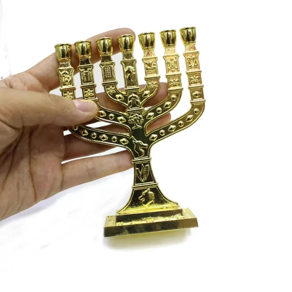 Iron Candle Holder Jewish Alloy Candle Holder Religious Seven Hole Candelabra Holy Grail RetroSeven-hole Candlestick Hol