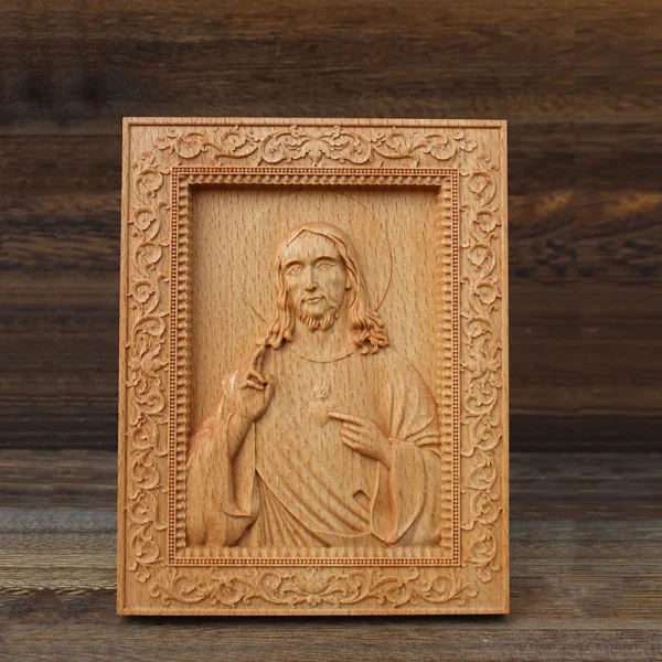 Relief Crafts Catholic YS Holy Image Family Craft Pendants Beech Wood Rectangle Relief Christmas Gift