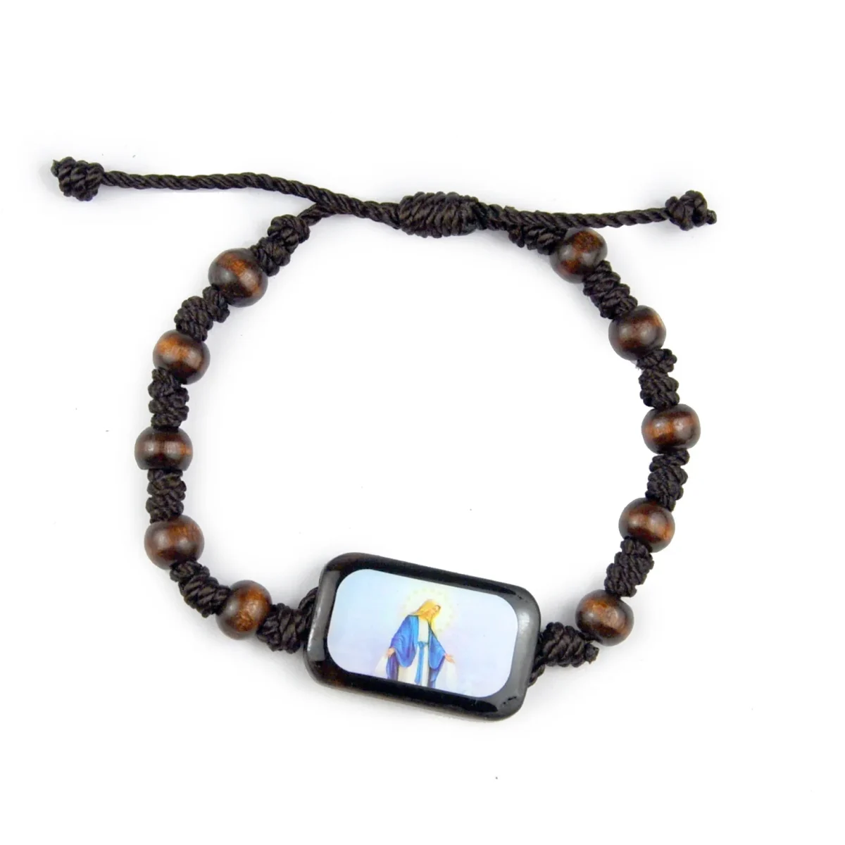 Wood Bead Knitted Rope Bracelet Religious Virgin Mary Holy Father Jesus Ascension Easter Bracelets Catholic Icon Wristband - Image 6