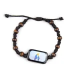Wood Bead Knitted Rope Bracelet Religious Virgin Mary Holy Father Jesus Ascension Easter Bracelets Catholic Icon Wristband - Image 6