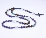 Rosary Necklace AliExpress Men Women Long Natural Amethyst Tiger Eye Stone Head Agate Copper Beads Chain Europe America Style - Image 5