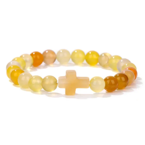 Winter Retro Cross Beads Bracelet Gem Versatile Multi-Color Pearl Beads Religious Style Trendy Gift for Bracelet