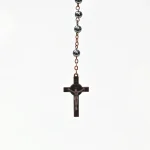 Euro-american Style Cross Necklace Punk Rock Black Gallstone Rosary Bead Chain Dark Goth Wears a Pendant - Image 2