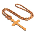 Wholesale Large Religious Wooden Catholic Cross Rosary Bead Necklace Elegant and Spiritual Accessories Christianity Pendant - Image 4