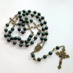 Support Custom Risingmoon Religious Catholic Blackish Green Virgin Cross Jesus Christian Acrylic Beads Retro Rosary Necklace - Image 2