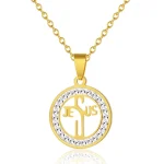 Wholesale New Fashion Women's Stainless Steel Rhinestone Heart Round With Cross Pendant Necklace in Gold/Silver Tone 20Inch - Image 6