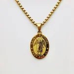 Mecrt Stainless Steel Saint Christopher & Virgin Mary Pendant Necklace Religious Cross Catholic Jewelry Pendant Gift - Image 6