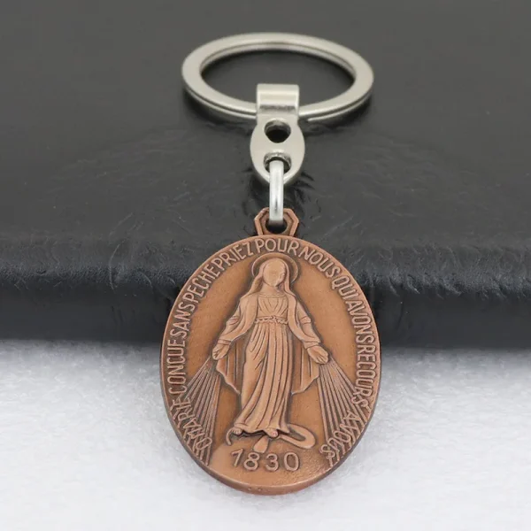 Catholic Religious Blessed Virgin Mary Keychain Metal Jewelry Accessories Our Lady of Aparecida Christian Devotional Key