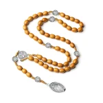 Catholic Wooden Fashion Virgin Mary Zinc Alloy Pendant with Charm Rosary Necklace Rosaries Jewelry Wholesale - Image 3