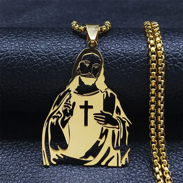 Mecrt 2023 New Stainless Steel Cross Pendant Necklace Men’s and Women’s Gold Chain Beads Pendant Titanium St