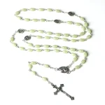 Mecrt Catholic Crucifix Luminous Cross Rosary Necklace Holy Soil Jerusalem Curved Needle Box Packaging for Gift Giving Jewelry - Image 6