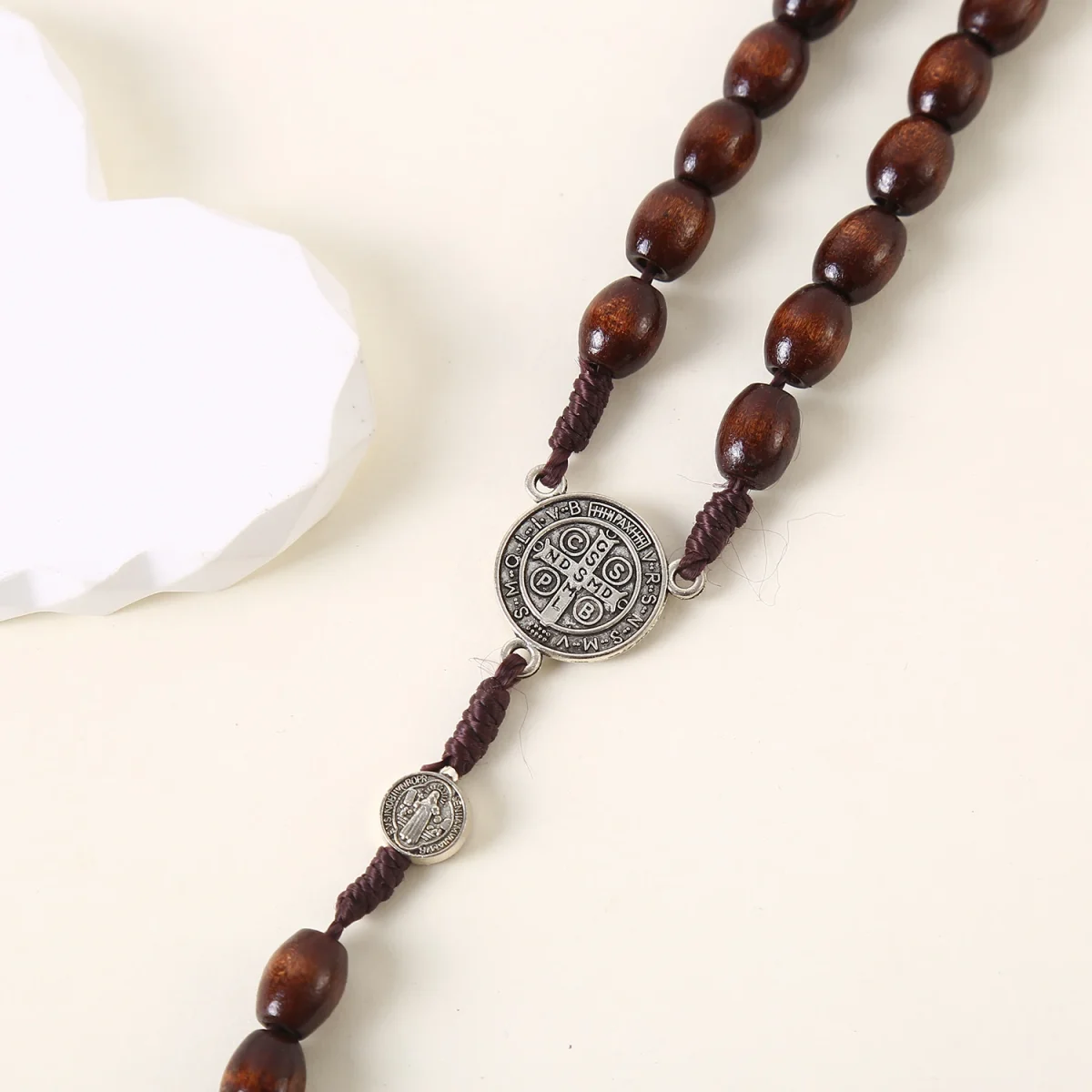 Catholic Custom Rosary Beads 8*10mm Wooden Beads Cross Jesus Saint Necklace Jewelry Christianity Rosaries Gift Making Supplies - Image 5