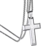 New Religious Catholic Cross Pendant Necklace 18K Gold Plated Stainless Steel Link Chain Gift for Unisex