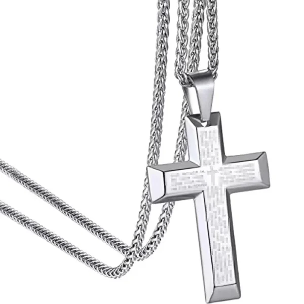 New Religious Catholic Cross Pendant Necklace 18K Gold Plated Stainless Steel Link Chain Gift for Unisex