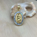 Wholesale Fashion Lady of Guadalupe Pendant Colorful Oval Inlaid Crystal Pendants Zircon Shell Necklace Pendant - Image 6