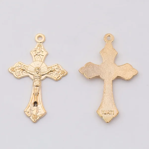 Mecrt Catholic Cross Pendant Zinc Alloy Colorful Jesus DIY Jewelry Accessories
