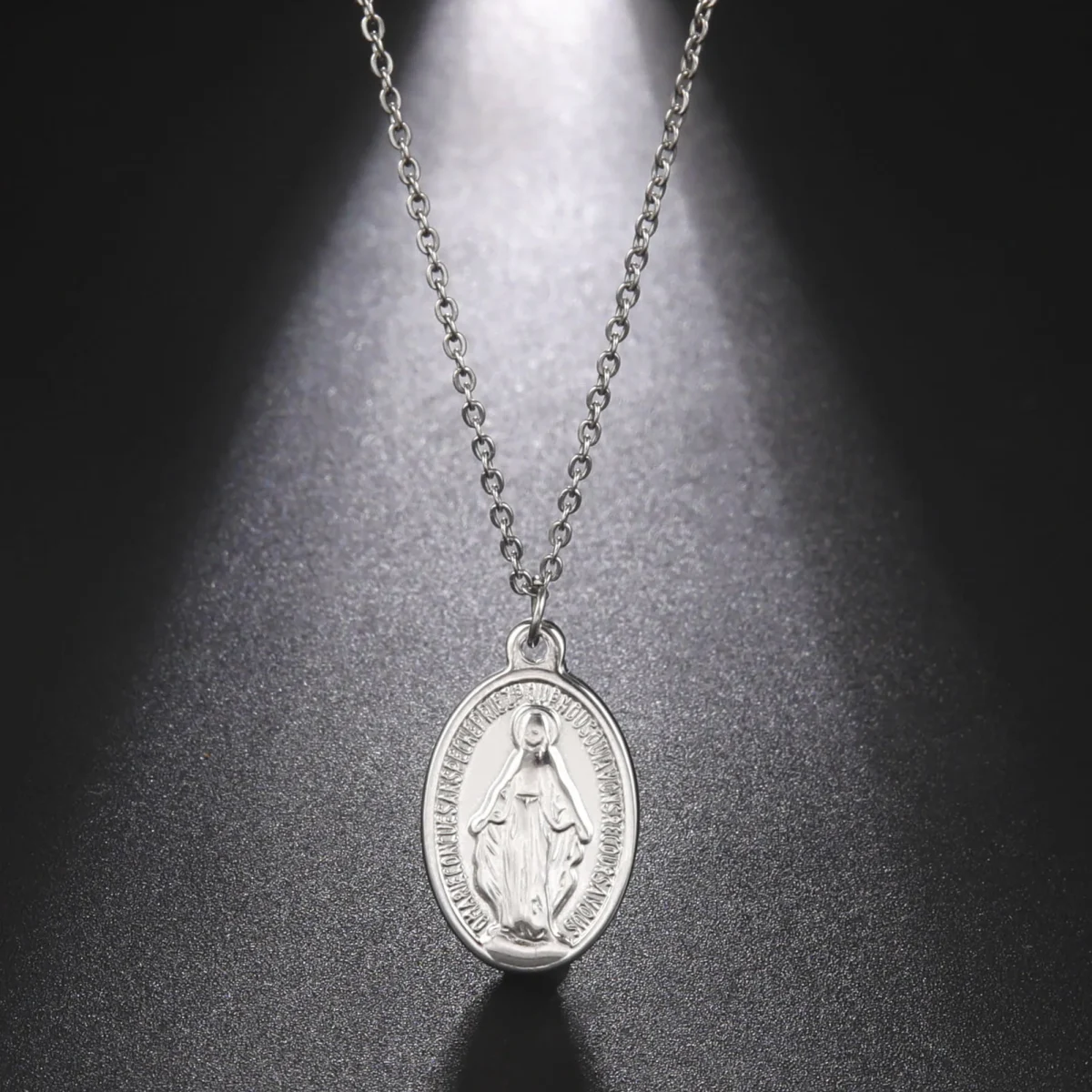Catholic Jewelry Stainless Steel Oval Holy Father Jesus Pendant Christian Easter Necklace Pendant Fashion Religious Gifts - Image 3