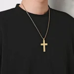 Mecrt Gold Plated Religious Stainless Steel Cross Necklace for Men and Women Lord's Prayer Pendant 4 Colors Gift - Image 5