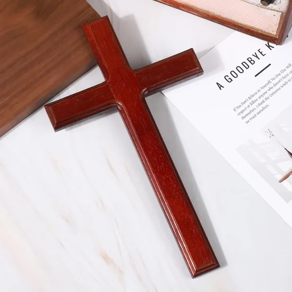 Wood Cross Ornament Modern Minimalist Christmas Home Decor Solid Wood Cross Decoration Wooden Craft Display Piece