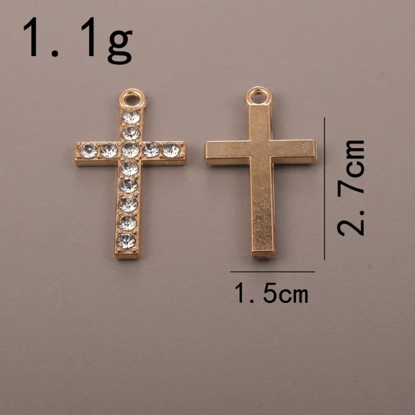 Simple Fashion Cross Alloy Inlaid Diamond Small Pendant DIY Bamboo Chain Sporty Unisex Necklace & Bracelet Accessori