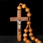 Mecrt Natural Wall Decoration Pine Beads Cross Rosary Pendant Catholic Decorative Wall Rosary Christian Ornaments Wholesale - Image 6