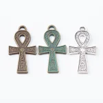 Vintage Christian Children's Cross Pendant Green Ancient Bronze Zinc Alloy Religious Style DIY Jewelry Accessories