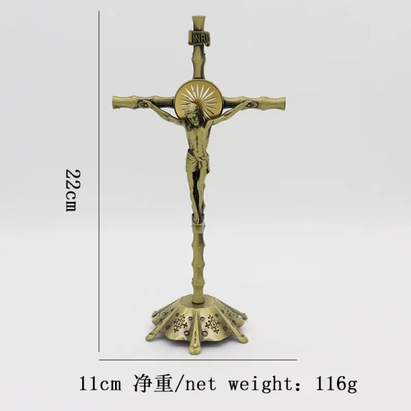 Catholic Crucifix Retro Metal Craft Angel Figurine Engraved Ornaments for Home Office Decoration Retail Spot Supply Whol