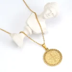 Mecrt Religious Stainless Steel Religious Pendant Necklace Cross-Shaped Miracle Medal Beaded Chain Alloy for Priest Son Gift - Image 2