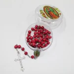 Handmade Rosary Beads Cross Necklace 6mm Scented Wood Bead with Virgin Mary & Diamond Figaro Chain-New - Image 6
