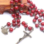Catholic Rosary Hot Sell Bronze Cross Red Beads prayer beads Necklace Easter Bonus - Image 3