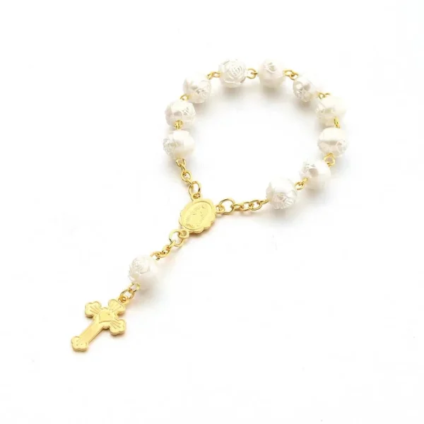Catholic Bracelet Jewelry Holy Communion Baptism Gift Bead Rosary Charm Bracelet Mini Denary for New Born Baby