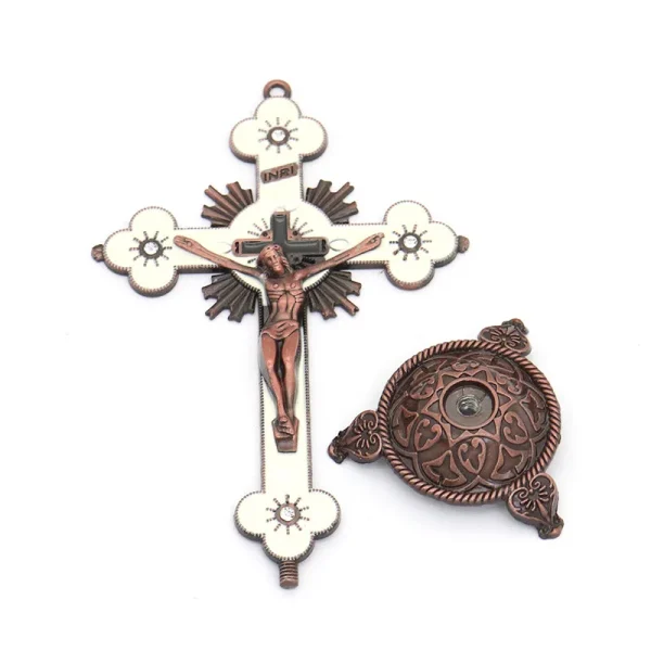Catholic Christian Cross Ornament Metal Crafts Religious Projects Jesus Statue and Bracket Church Decoration Wholesales