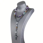 Cross Border Rosary Necklace Cross Rosary Necklace Resin Wood Beads Chain - Image 3