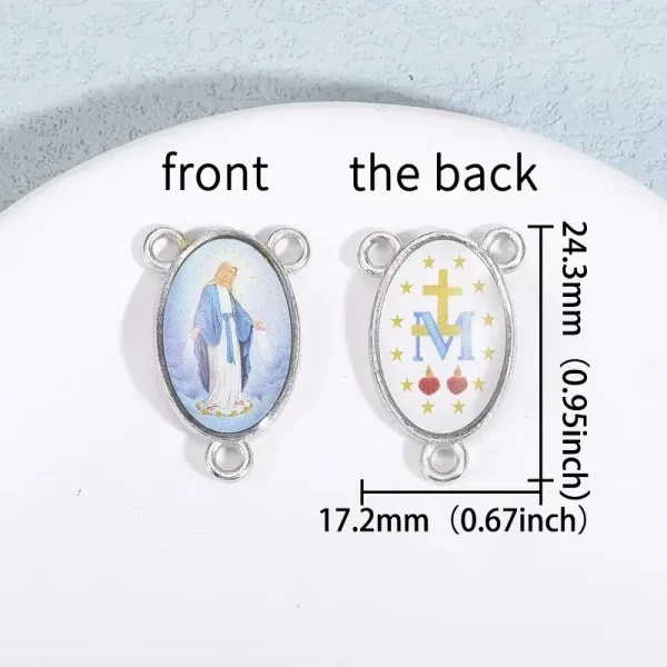 Catholic Rosary Centerpiece Saint Sticker Small Size Epoxy Resin Center Medal